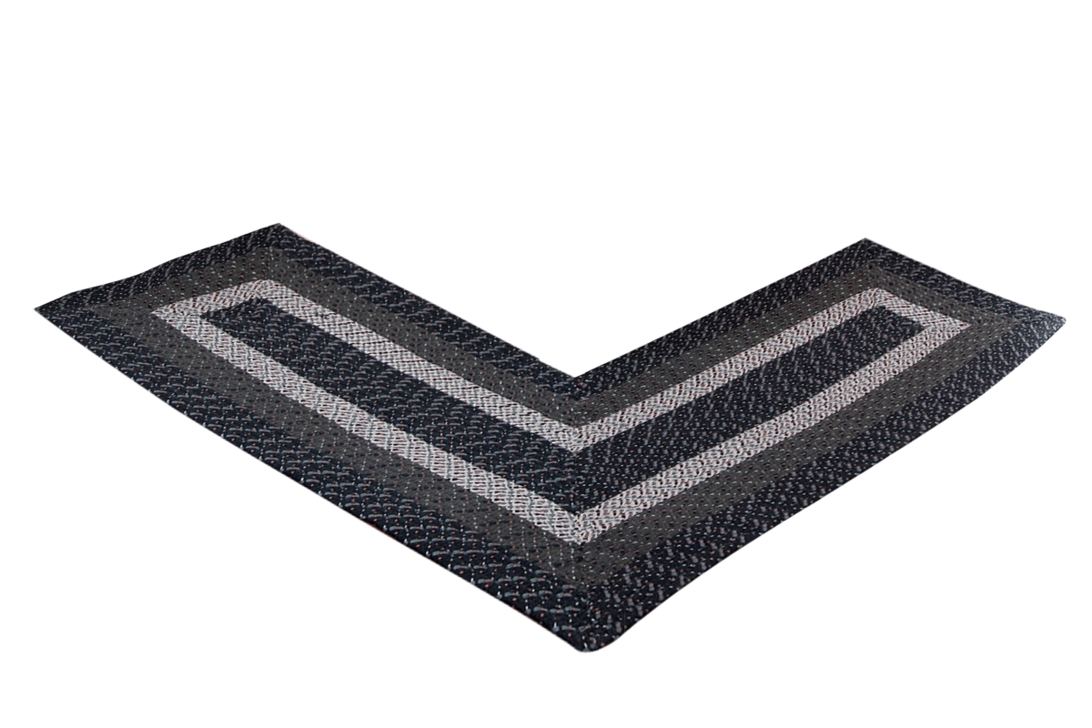 Picture of Better Trends BRCB246868DBLS Better Trends Country Stripe Collection 100% Polypropylene 24&apos; x 68&apos; x 68&apos; L-Shape Braided Rug in Dark Blue