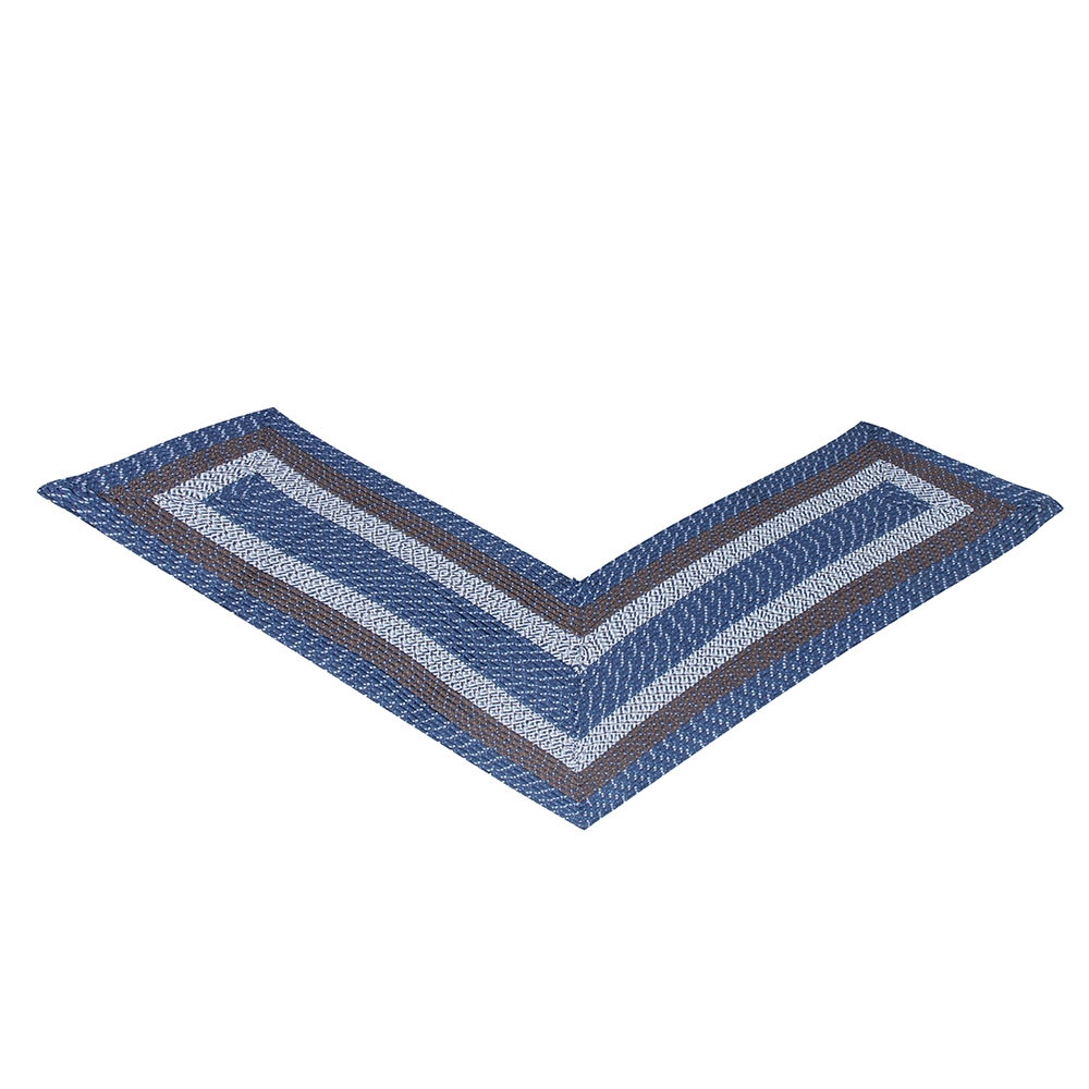 Picture of Better Trends BRCB246868CMS Better Trends Country Stripe Collection 100% Polypropylene 24&apos; x 68&apos; x 68&apos; L-Shape Braided Rug in Chambray
