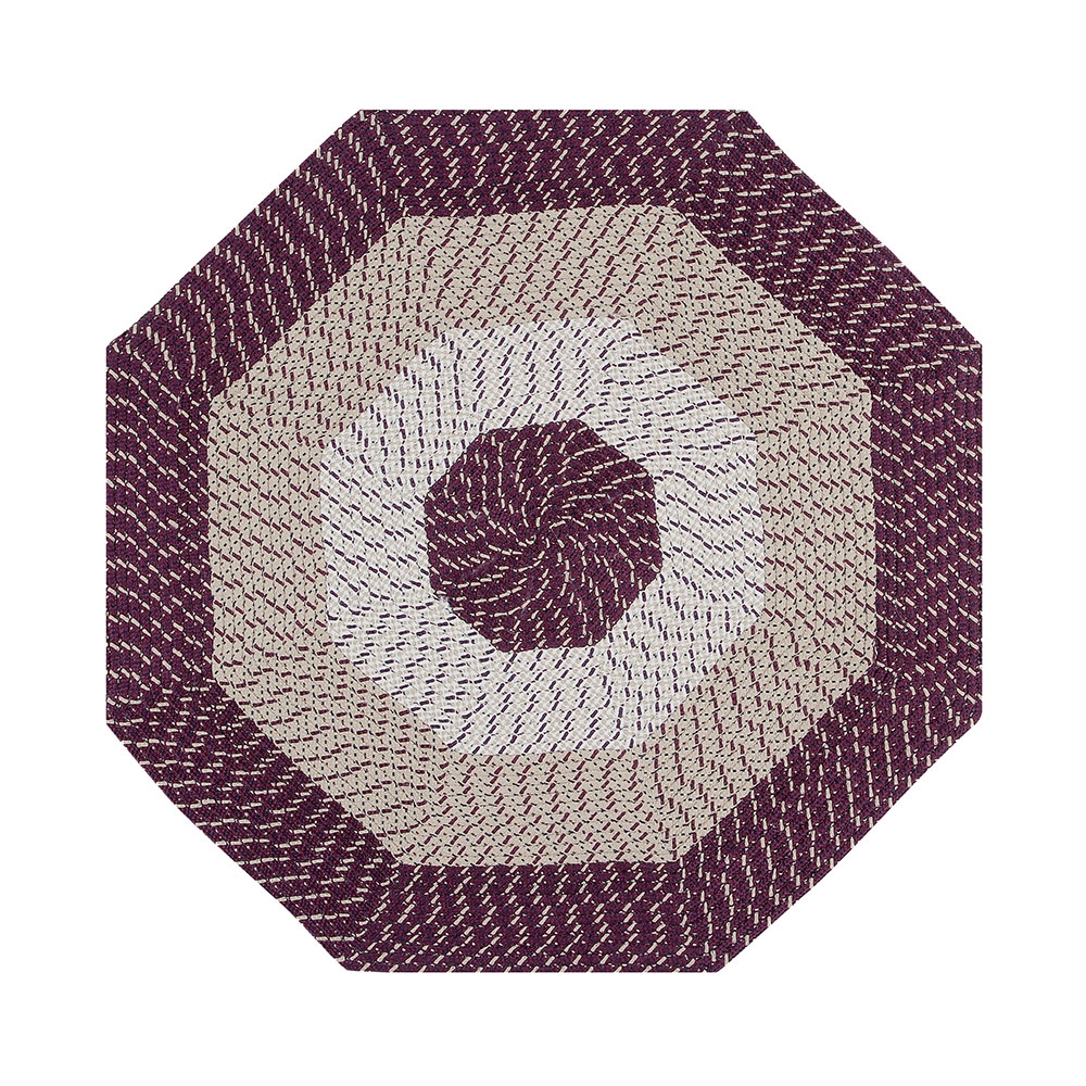 Picture of Better Trends BRCB4OCBUS Better Trends Country Stripe Collection 100% Polypropylene 48&apos; Octagonal Braided Rug in Burgundy