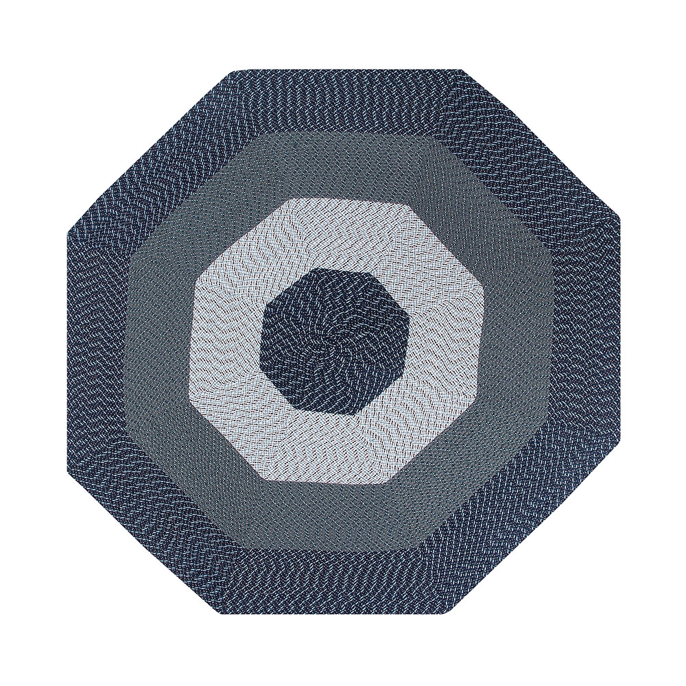 Picture of Better Trends BRCB8OCDBLS Better Trends Country Stripe Collection 100% Polypropylene 96&apos; Octagonal Braided Rug in Dark Blue