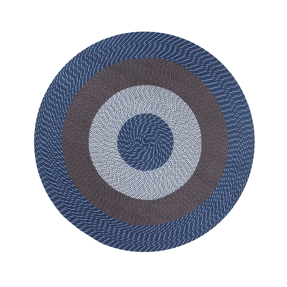 Picture of Better Trends BRCB6RCMS Better Trends Country Stripe Collection 100% Polypropylene 72&apos; Round Braided Rug in Chambray