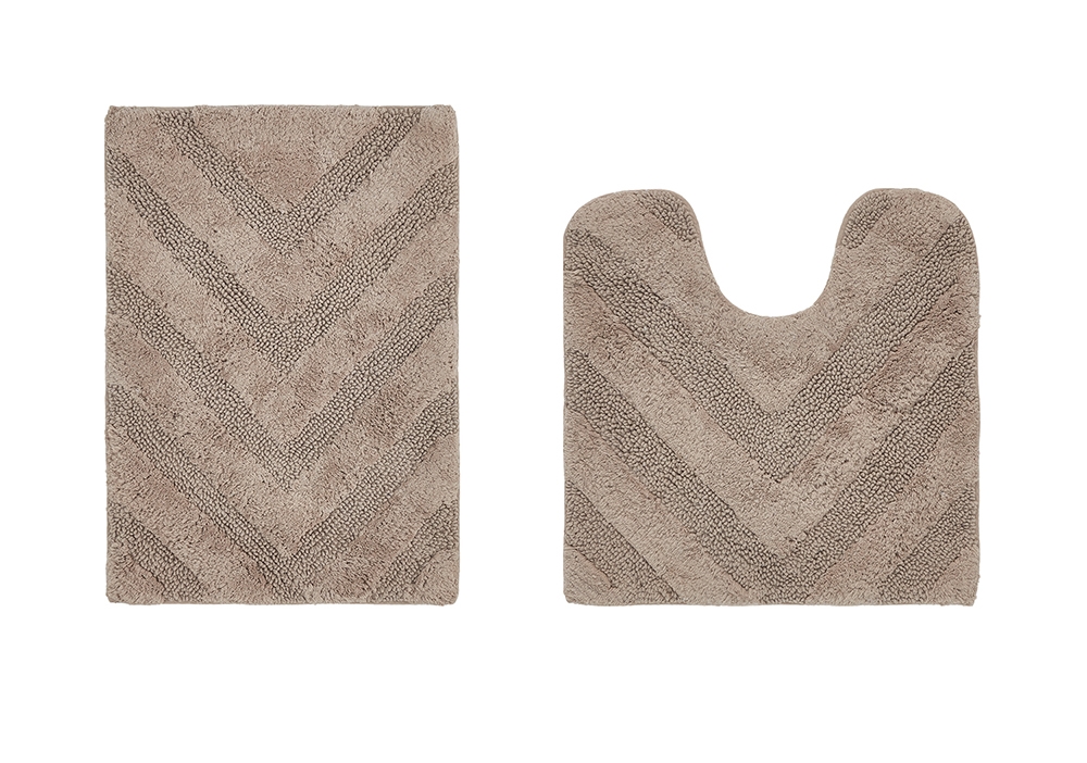 BAHG2PC1720SD  Hugo Collection 100% Cotton 2 Piece Set (17' x 24' | 20' x 20') Bath Rug Set in Sand -  Better Trends