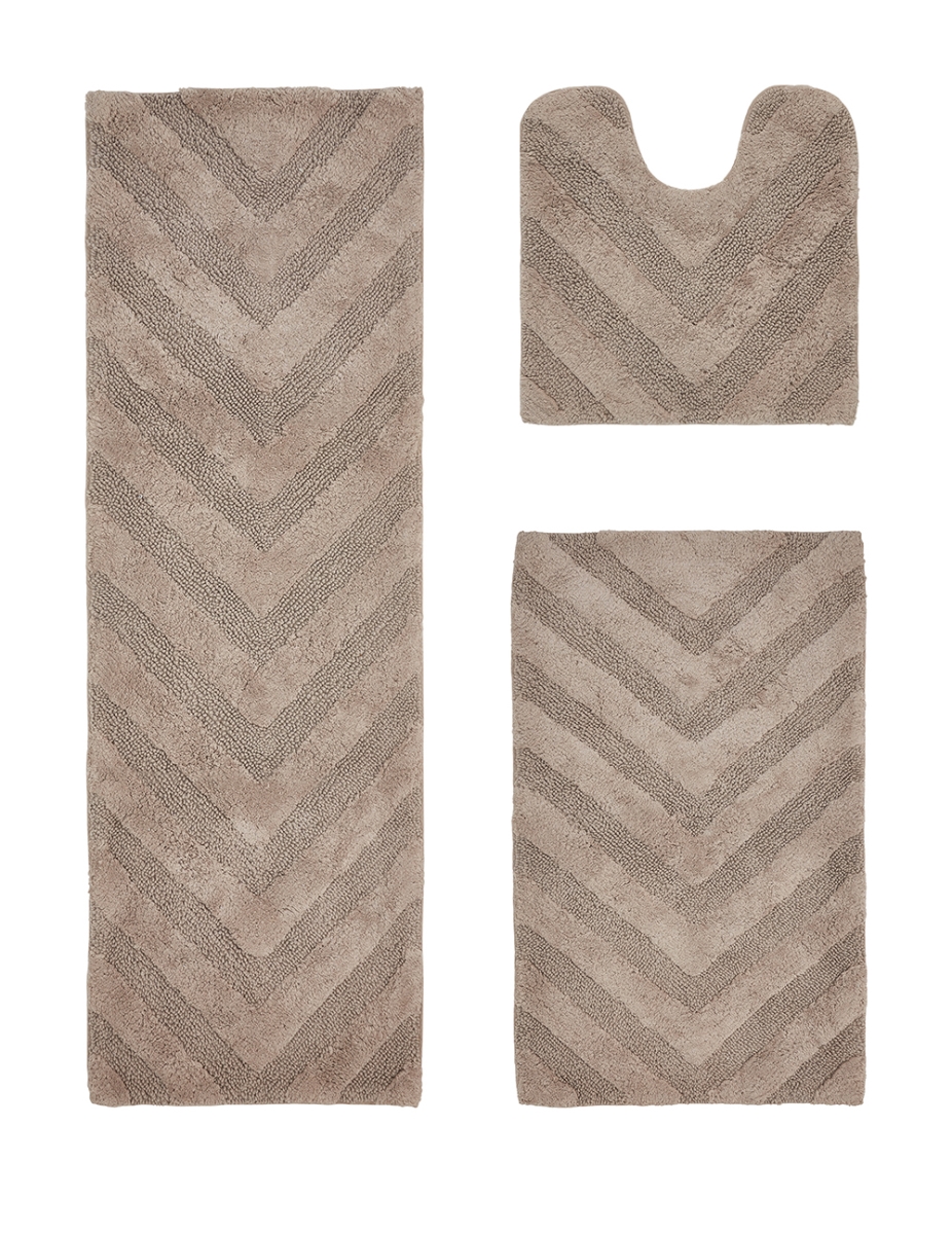 BAHG3PC202160SD  Hugo Collection 100% Cotton 3 Piece Set (20' x 20' | 21' x 34' | 20' x 60') Bath Rug Set in Sand -  Better Trends