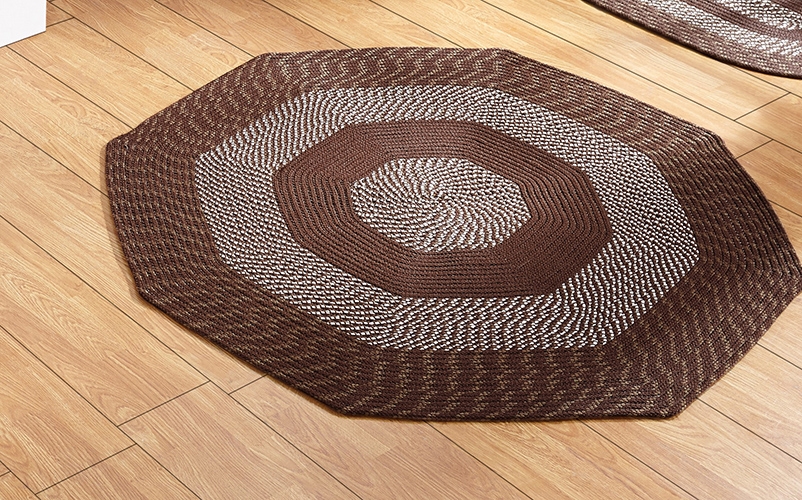 Picture of Better Trends BRNE4OCBRW Better Trends Newport Collection 100% Polypropylene 48&apos; Octagonal Braided Rug in Brown