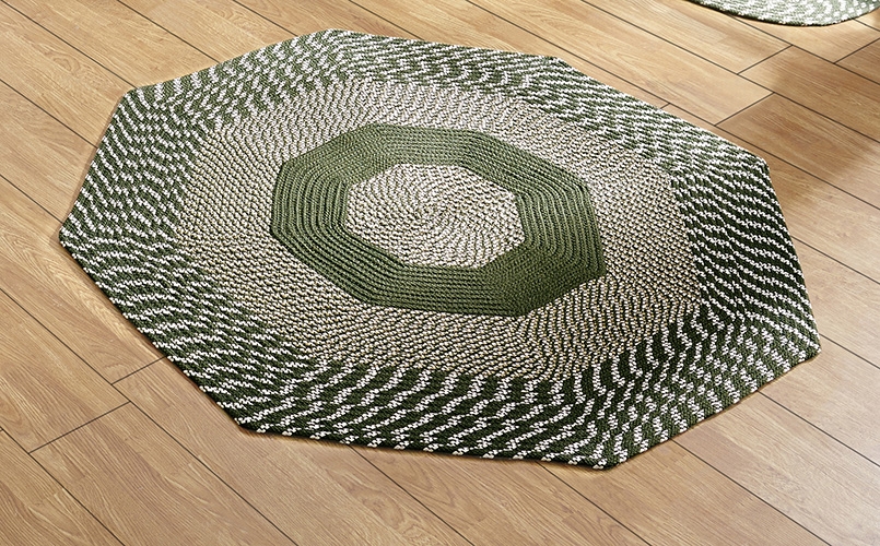 Picture of Better Trends BRNE4OCSA Better Trends Newport Collection 100% Polypropylene 48&apos; Octagonal Braided Rug in Sage
