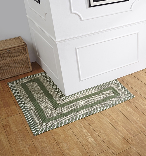 Picture of Better Trends BRNP204848SA Better Trends Newport Collection 100% Polypropylene 20&apos; x 48&apos; x 48&apos; L-Shape Braided Rug in Sage