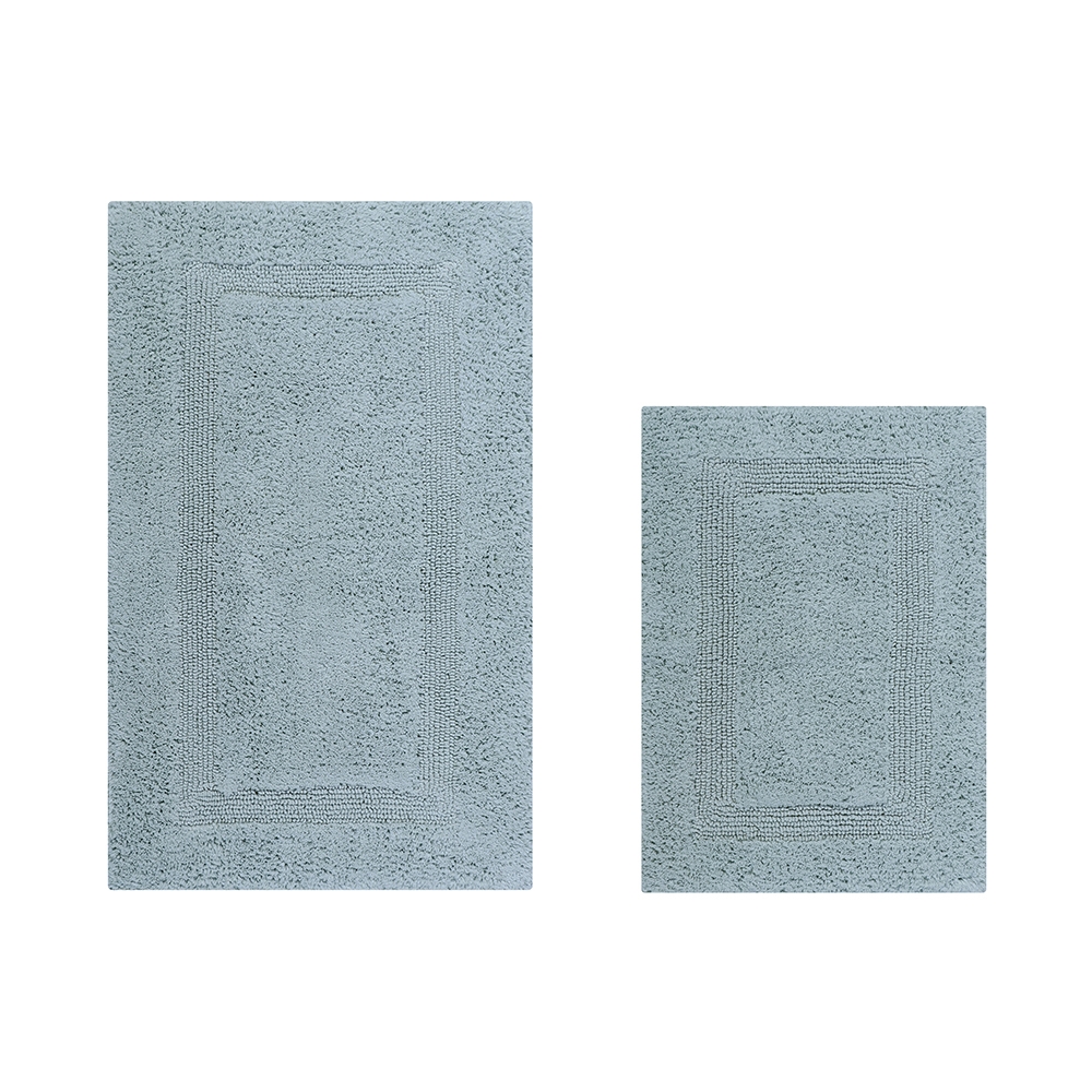 Lux Collection 100% Cotton 2 Piece Set (17' x 24' | 21' x 34') Bath Rug Set in Blue -  Convenience Concepts, HI3696243