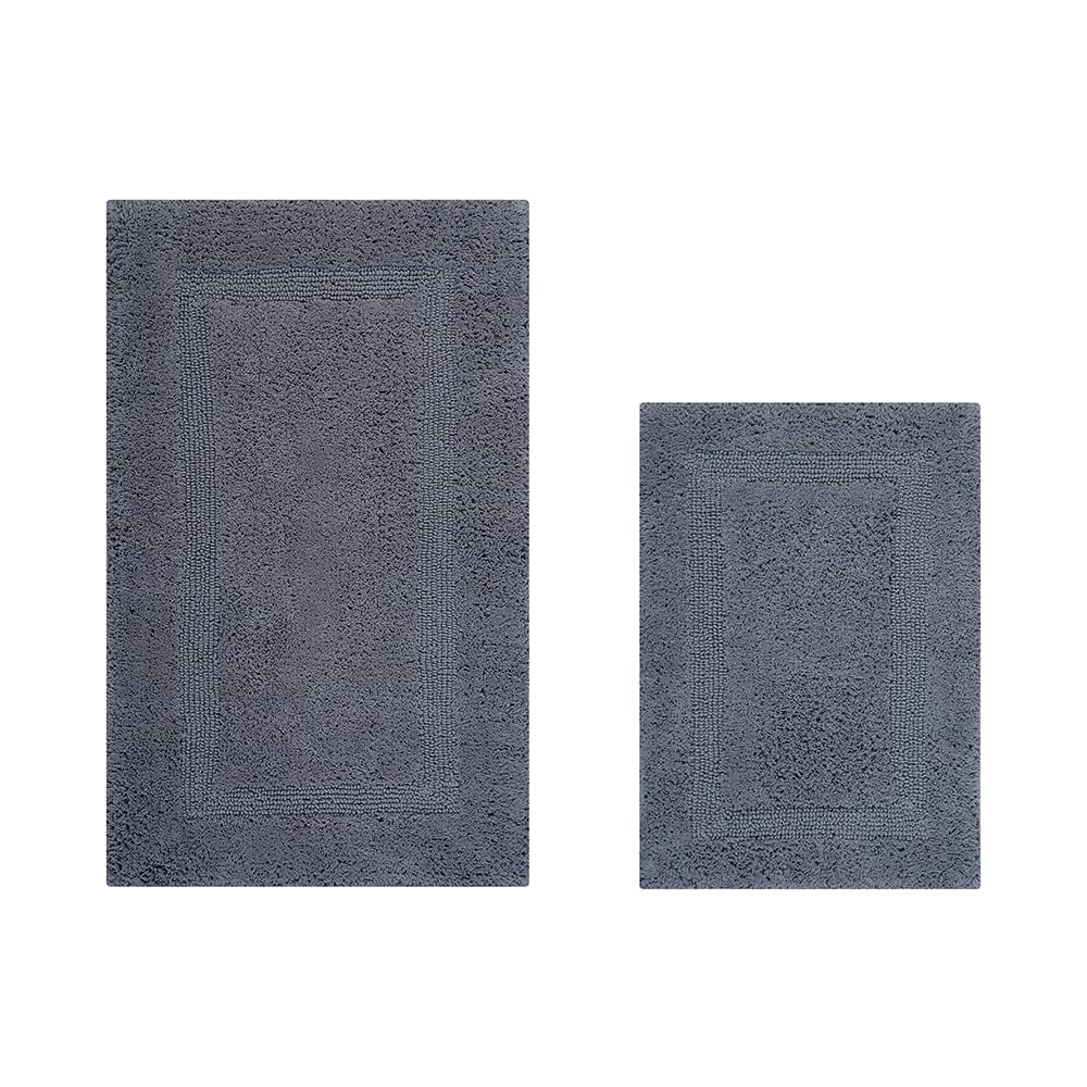 Lux Collection 100% Cotton 2 Piece Set (17' x 24' | 21' x 34') Bath Rug Set in Gray -  Convenience Concepts, HI3700204