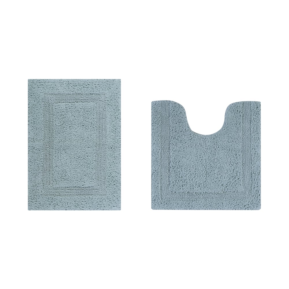 Lux Collection 100% Cotton 2 Piece Set Bath Rug - Blue -  Convenience Concepts, HI3696244