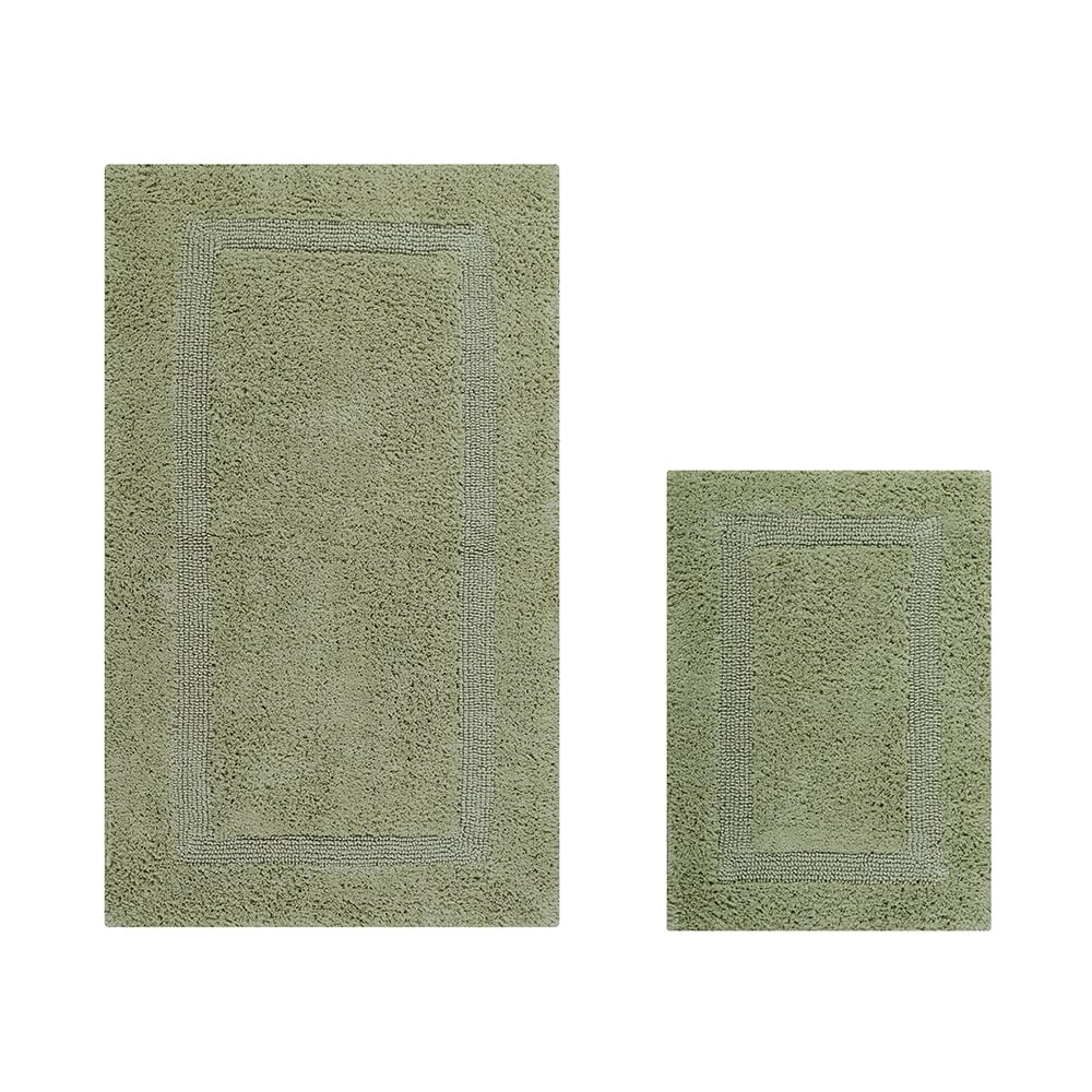 BALU2PC1740SA  Lux Collection 100% Cotton 2 Piece Set (17' x 24' | 24' x 40') Bath Rug Set in Sage -  Better Trends