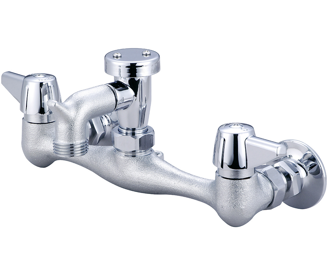 Two Handle Wallmount Service Sink Faucet, NPT, Wallmount, Rough Chrome, Weight: 4.2