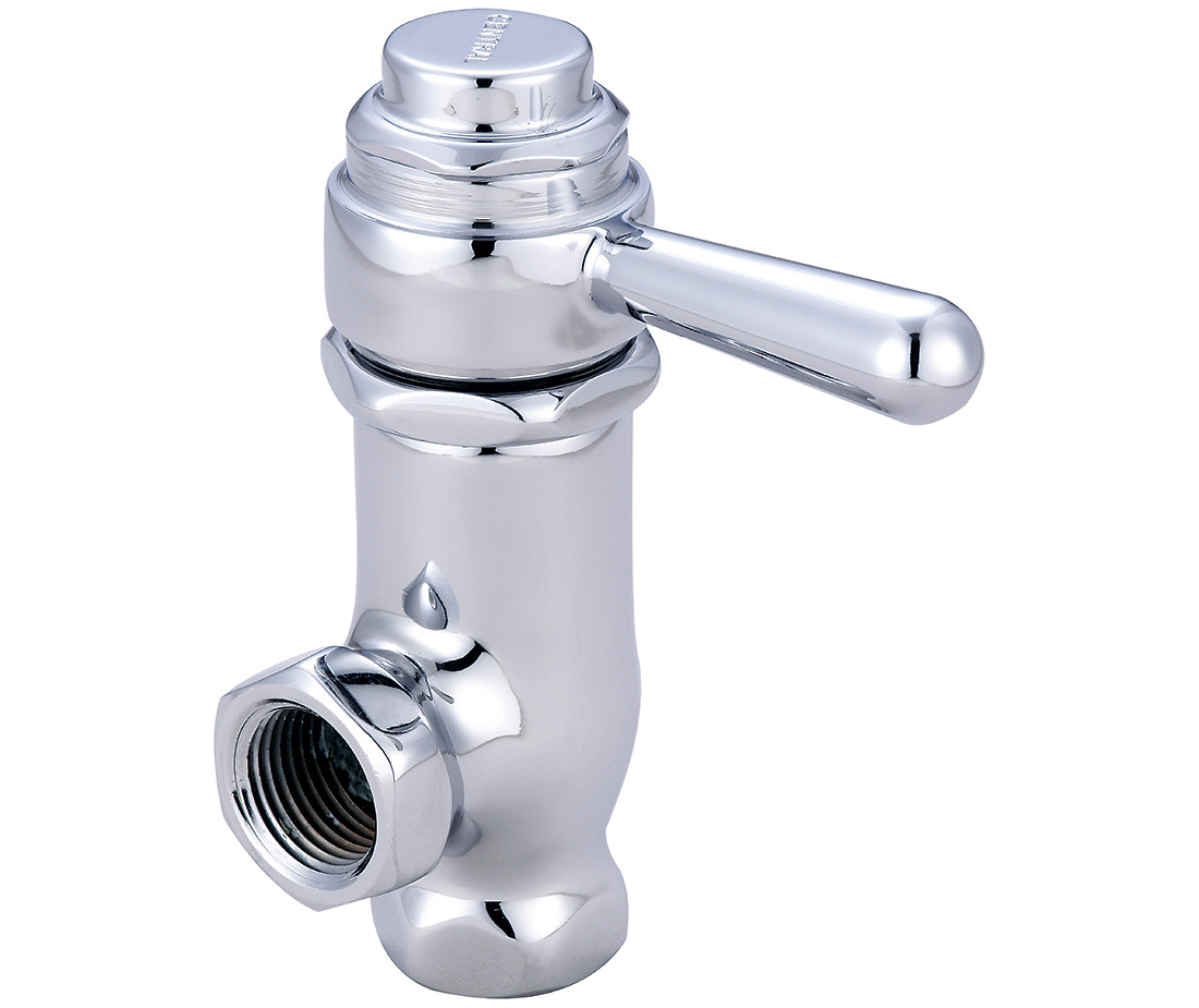Self-Close Angle Stop, NPT, Polished Chrome, Connection Size: 3/8"