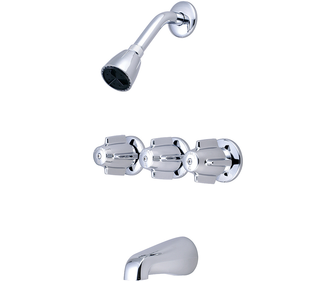 Picture of Central Brass 0968-Z Three Handle Tub & Shower Set - Polished Chrome