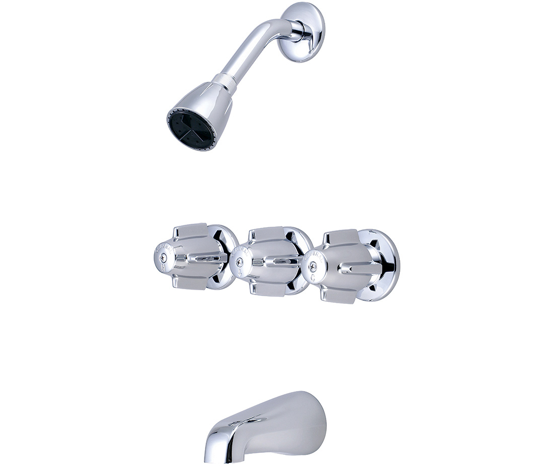 Picture of Central Brass 80968-Z Three Handle Tub & Shower Set - Polished Chrome