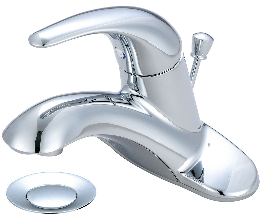 Single Handle Bathroom Faucet, Compression Hose, Centerset, Chrome, Center-Center Fitting Size: 4"