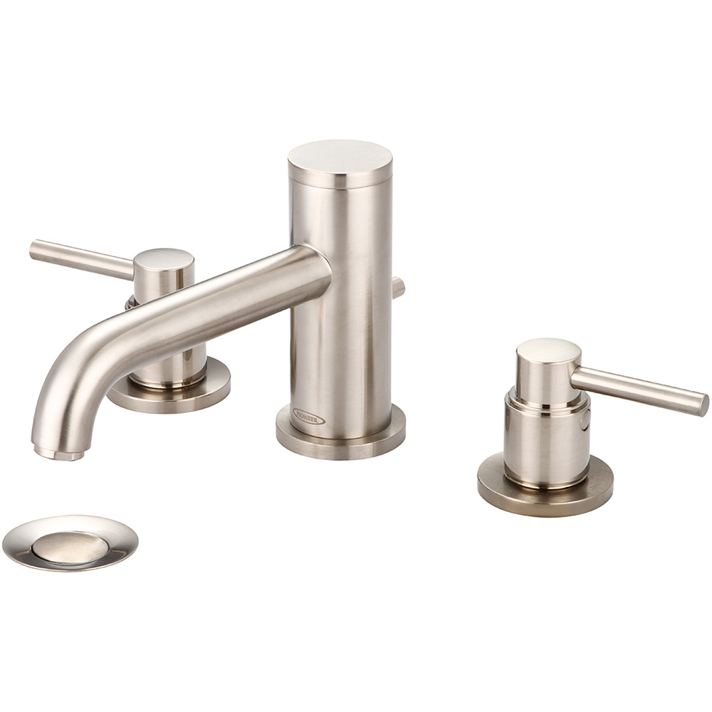 Two Handle Widespread Bathroom Faucet, Compression Hose, Nickel, Weight: 8.3