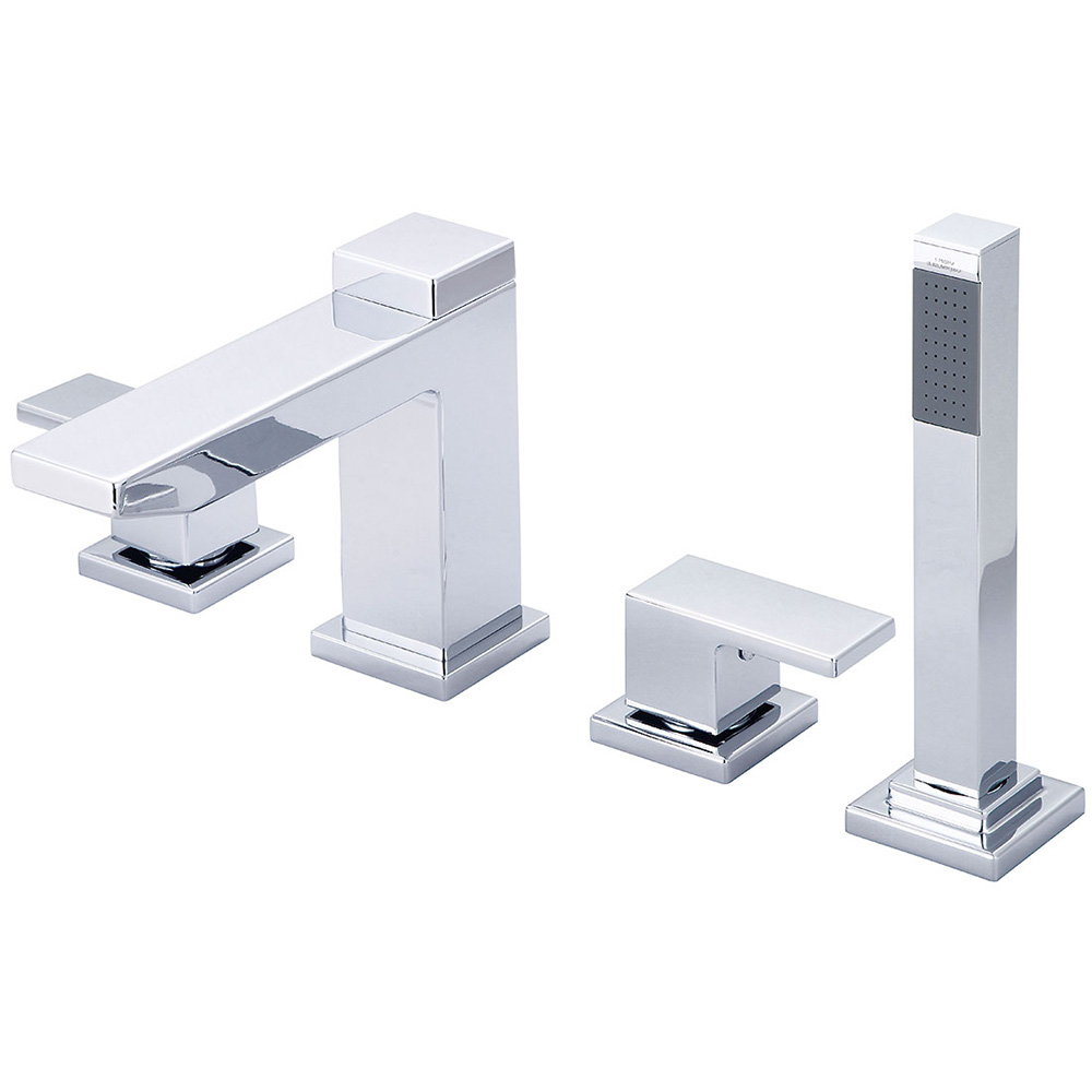 Two Handle Roman Tub Set with Handheld Showerhead - Polished Chrome