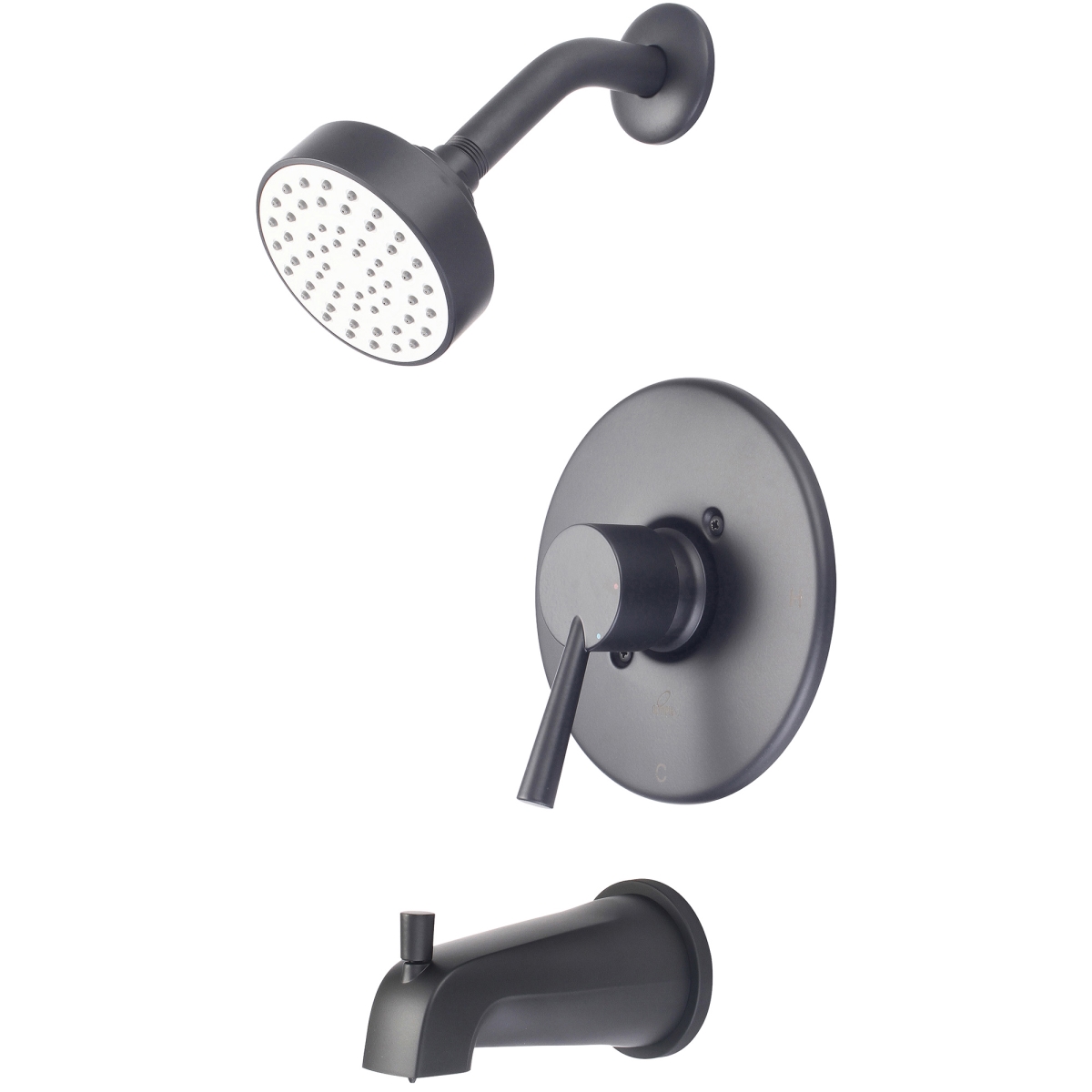 Single Handle Tub/Shower Trim Set, Wallmount, Matte Black, Style: Modern