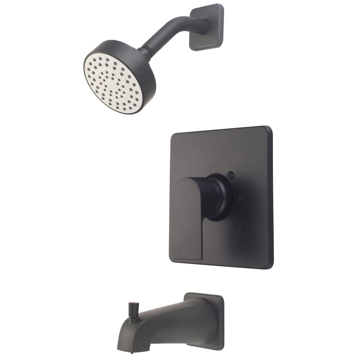 Single Handle Tub/Shower Trim Set, Wallmount, Matte Black, Handle Style: Lever