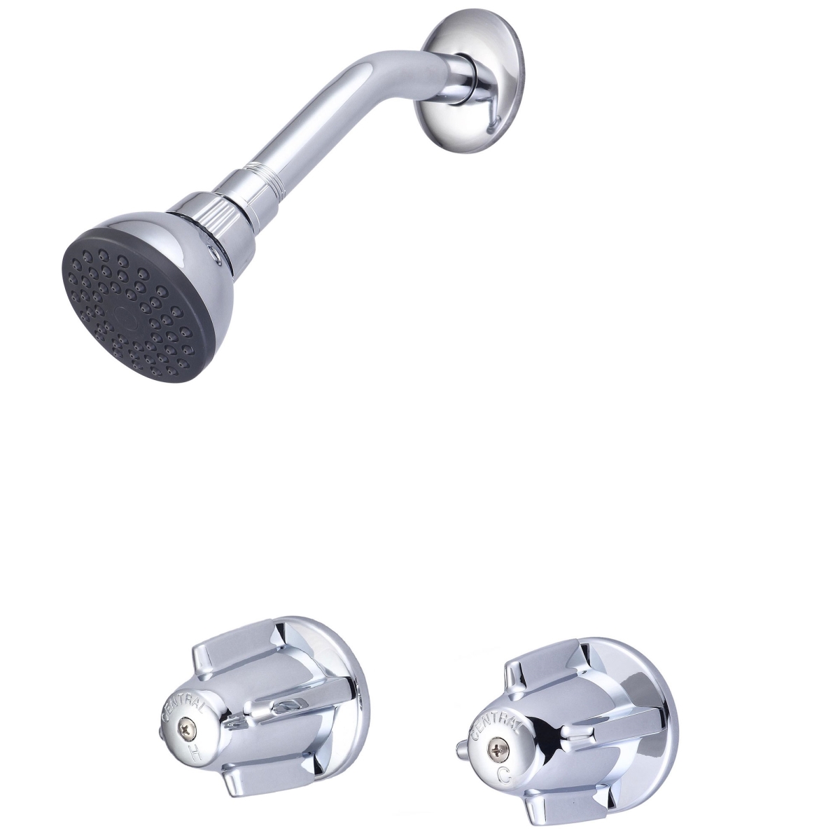 Two Handle Shower Set, Polished Chrome, Wall
