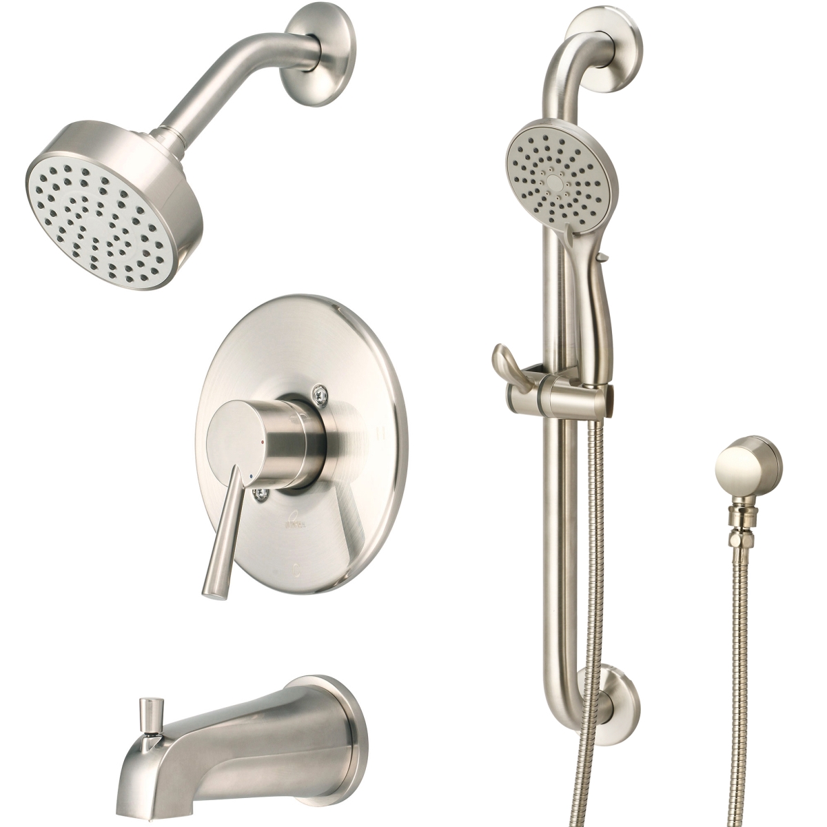 Single Handle Tub & Shower Trim Set with Handheld, PVD Brushed Nickel