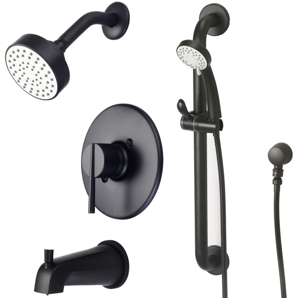 Single Handle Tub & Shower Trim Set with Handheld, Matte Black