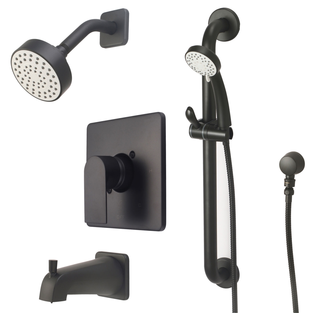 Single Handle Tub & Shower Trim Set with Handheld, Matte Black