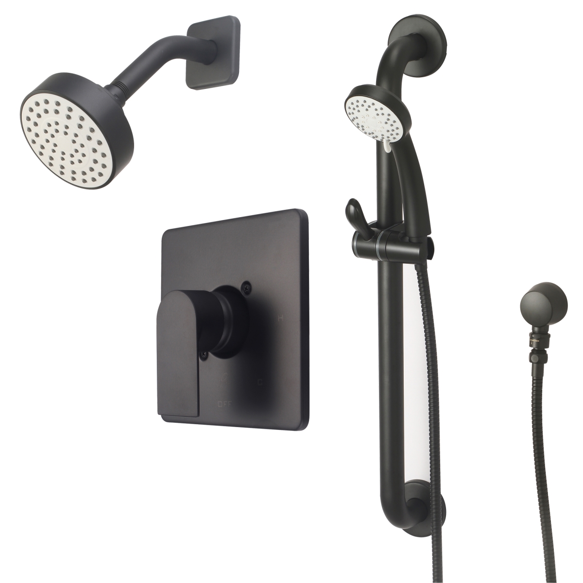 Single Handle Shower Trim Set with Handheld, Matte Black