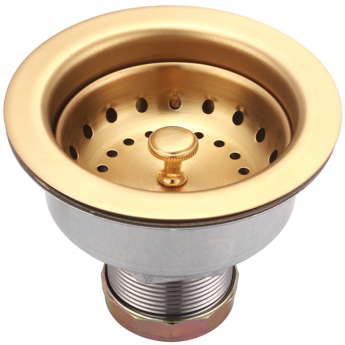 Stainless Steel Double Cup Basket Strainer, PVD Brushed Gold