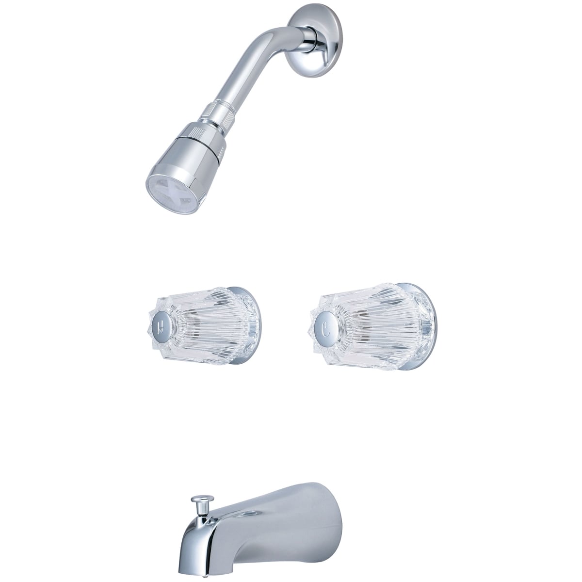 Two Handle Tub/Shower Set, IPS, Wallmount, Polished Chrome, Weight: 4.7