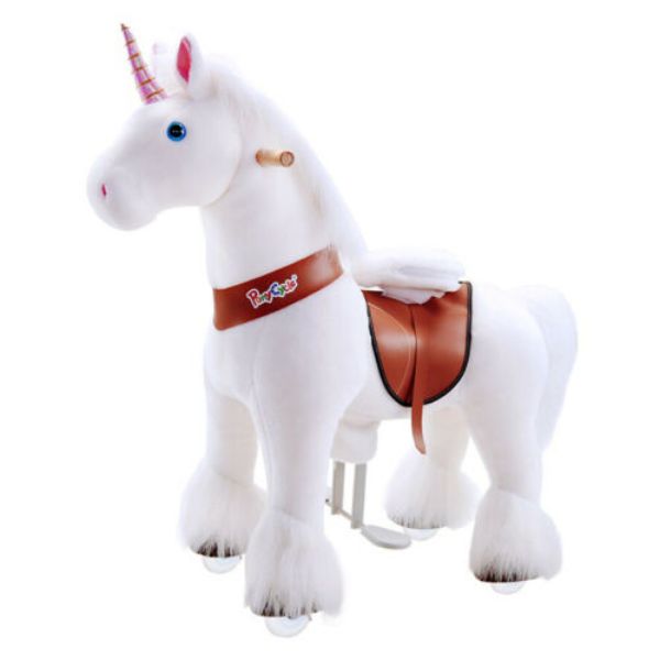 Picture of PonyCycle Ux404 Unicorn Soft Toy with Brake&#44; White - Medium