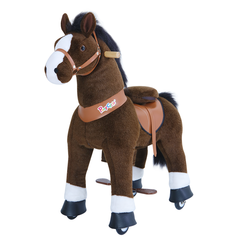 Picture of PonyCycle Ux321 Hoof Horse Small Plush Toy&#44; Dark Brown & White