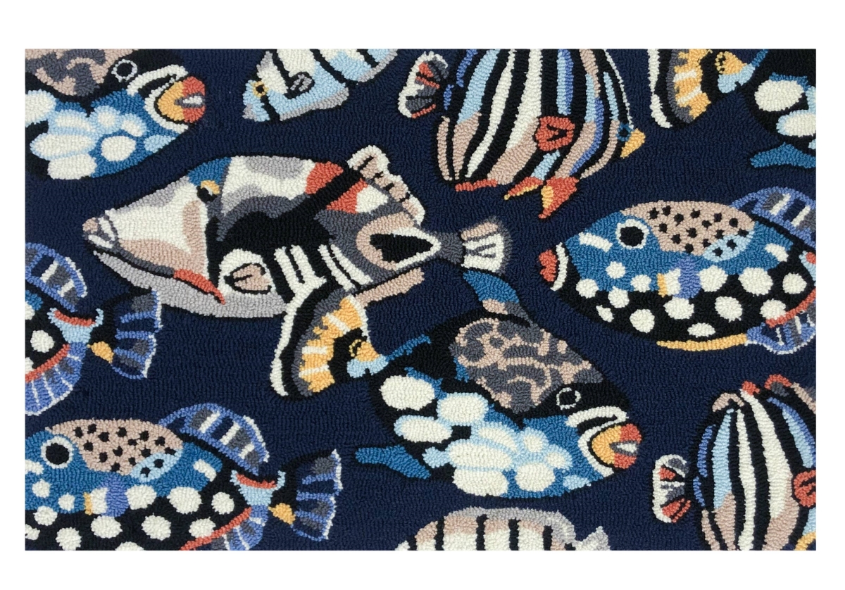 26491B Pattern Fish Toss Indigo Rug Size 30X48