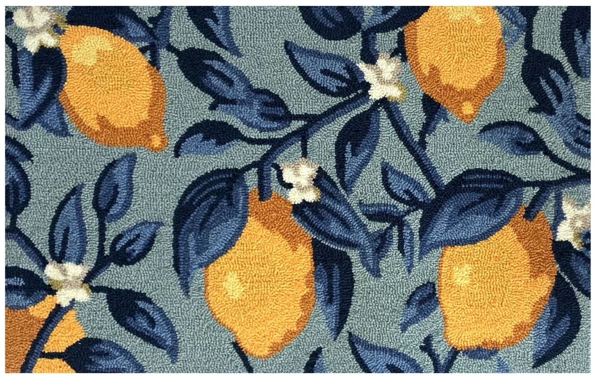 25963A Lemon Vine Aqua Rug Size 24'X39'
