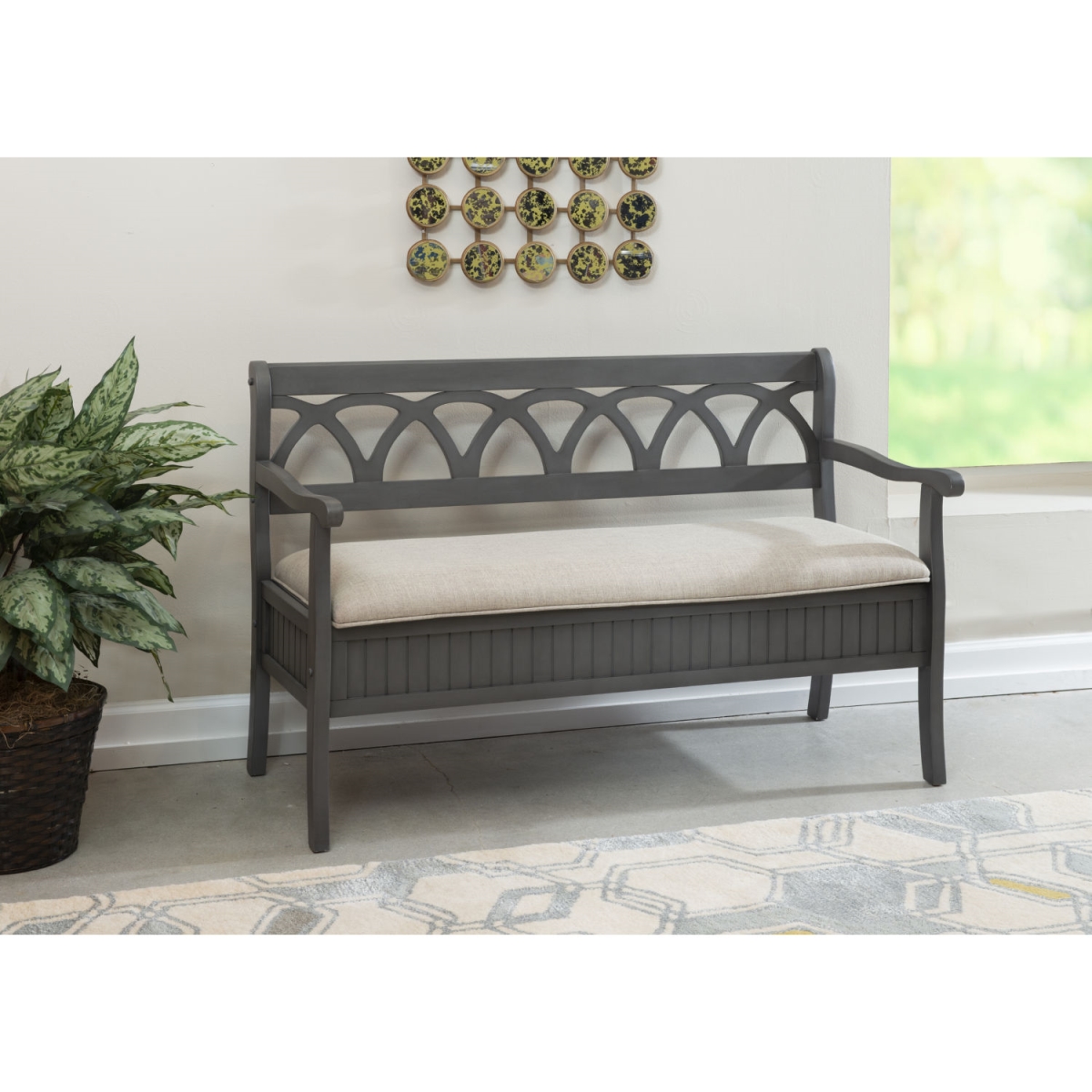 Picture of Powell Furniture D1017A16G Elliana Storage Bench, Grey