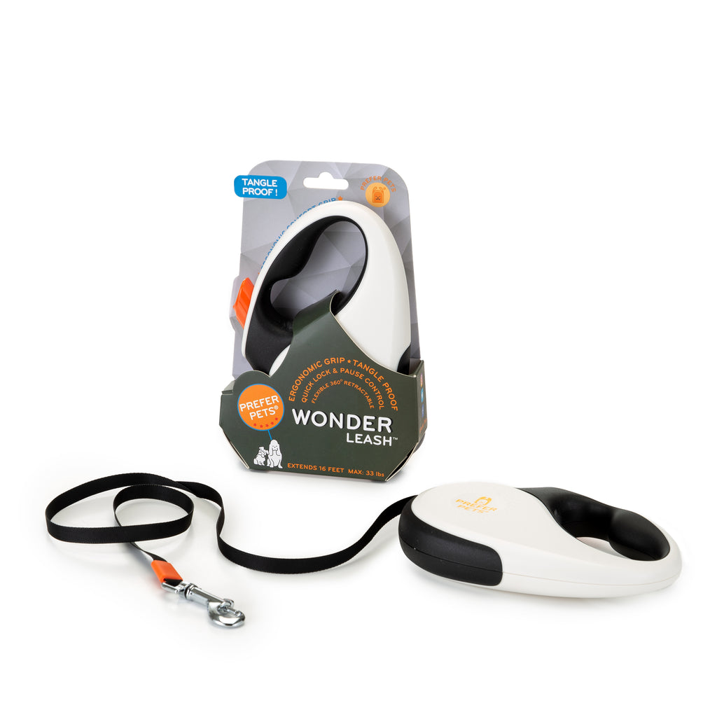 Picture of Prefer Pets 006BOW 6.6 x 4.6 x 1.5 in. Tangle Free Retractable Leash&#44; White & Orange