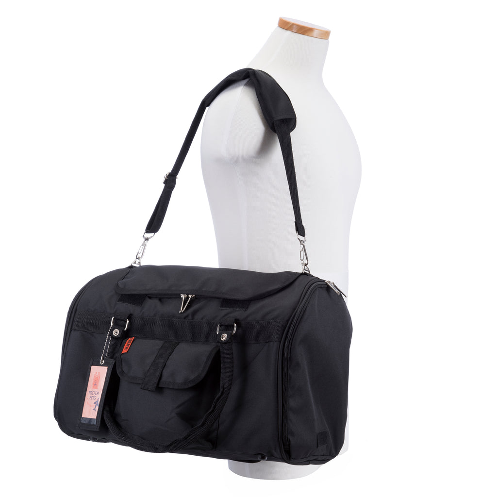 Picture of Prefer Pets 312BK 17 x 12 x 10 in. Hideaway Duffel Pet Carrier&#44; Black