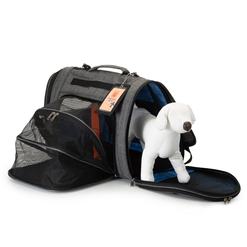 Picture of Prefer Pets 358XP-HGR 17 x 12 x 10 in. Hideaway Backpack Expandable Pet Carrier&#44; Heather Gray