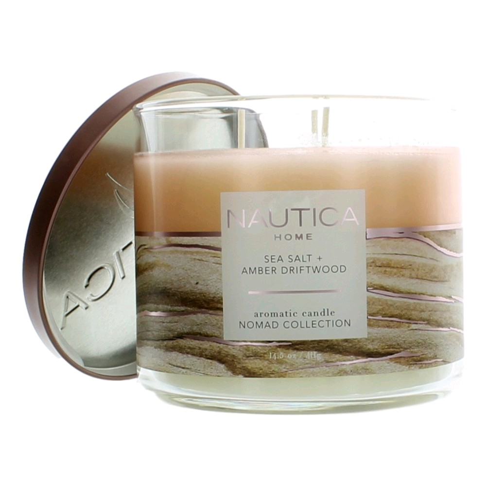 Picture of Nautica cnssad145 14.5 oz Nautica Soy Wax Blend 3 Wick Candle - Sea Salt & Amber Driftwood