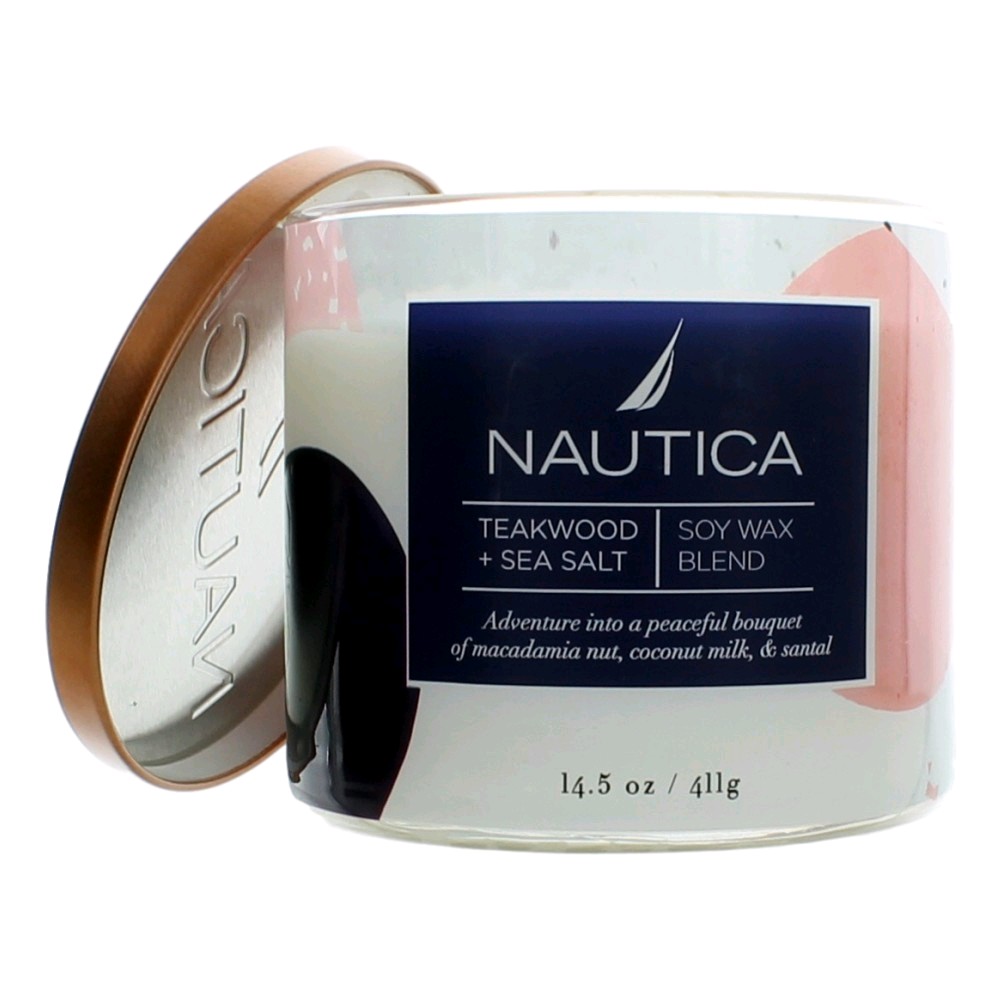 cntss145 14.5 oz  Soy Wax Blend 3 Wick Candle - Teakwood & Sea Salt