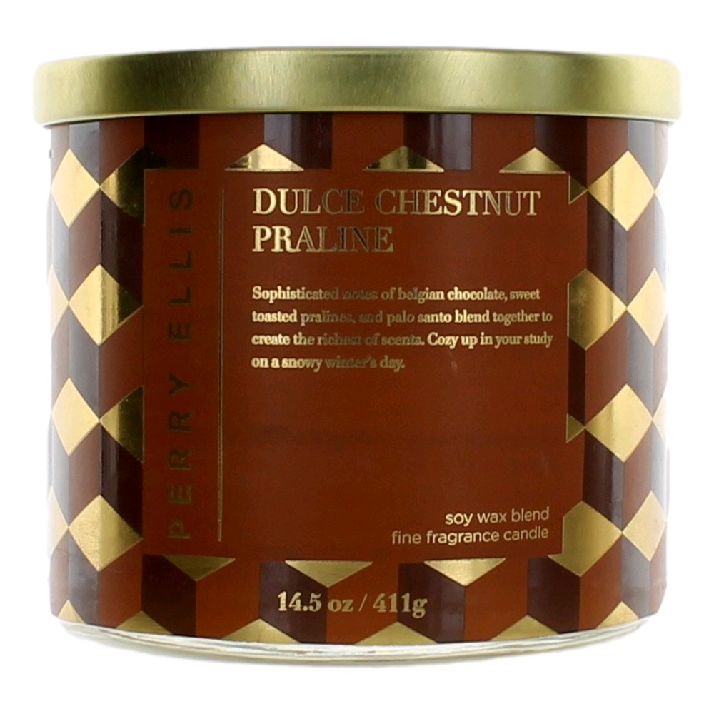 Picture of Perry Ellis cpedc145 14.5 oz Soy Wax Blend 3 Wick Candle, Dulce Chestnut Praline