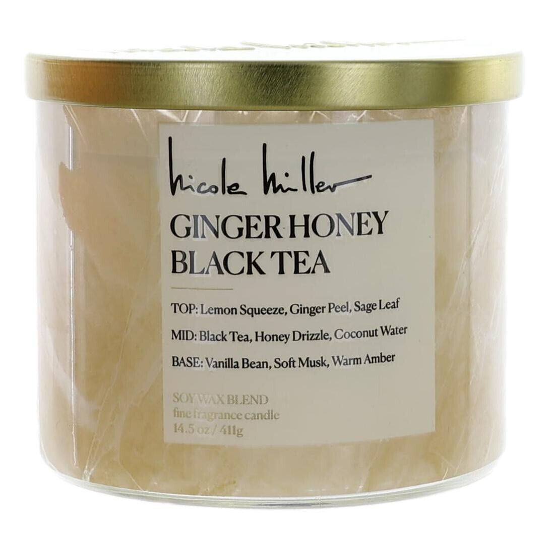 cnmhbt 14.5 oz  Soy Wax Blend 3 Wick Candle, Ginger Honey Black Tea