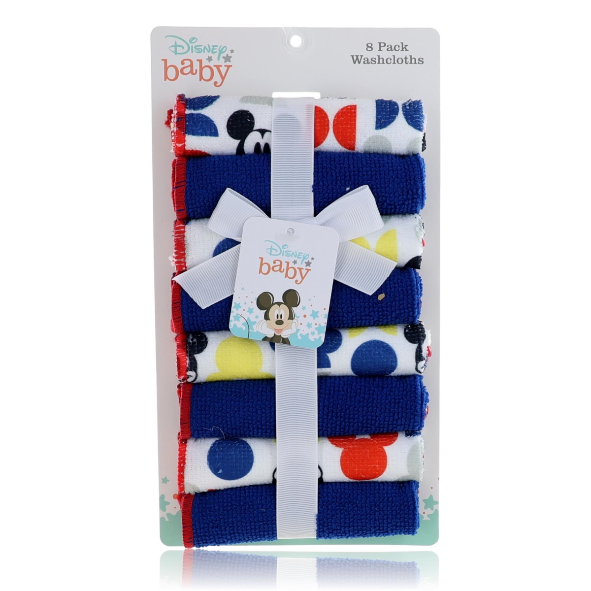 kamicmpwc8 Mickey Mouse Washcloths for Baby - Bright - Pack of 8