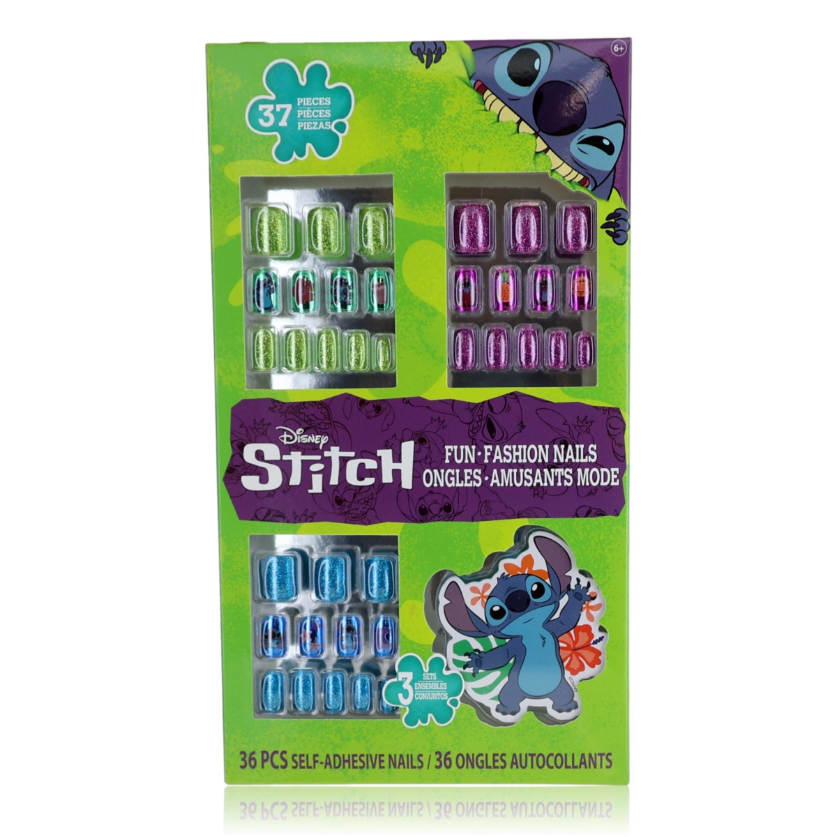 knstipon36 Stitch Press-On Nails Set for Kids - 37 Piece