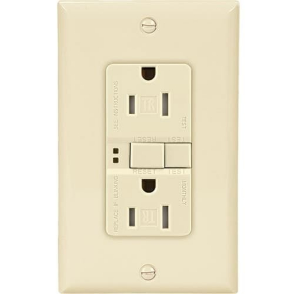 TRSGF15A-3-L 15A Wiring Tamper Resistant Duplex GFCI Receptacle Outlet, Almond - Pack of 3