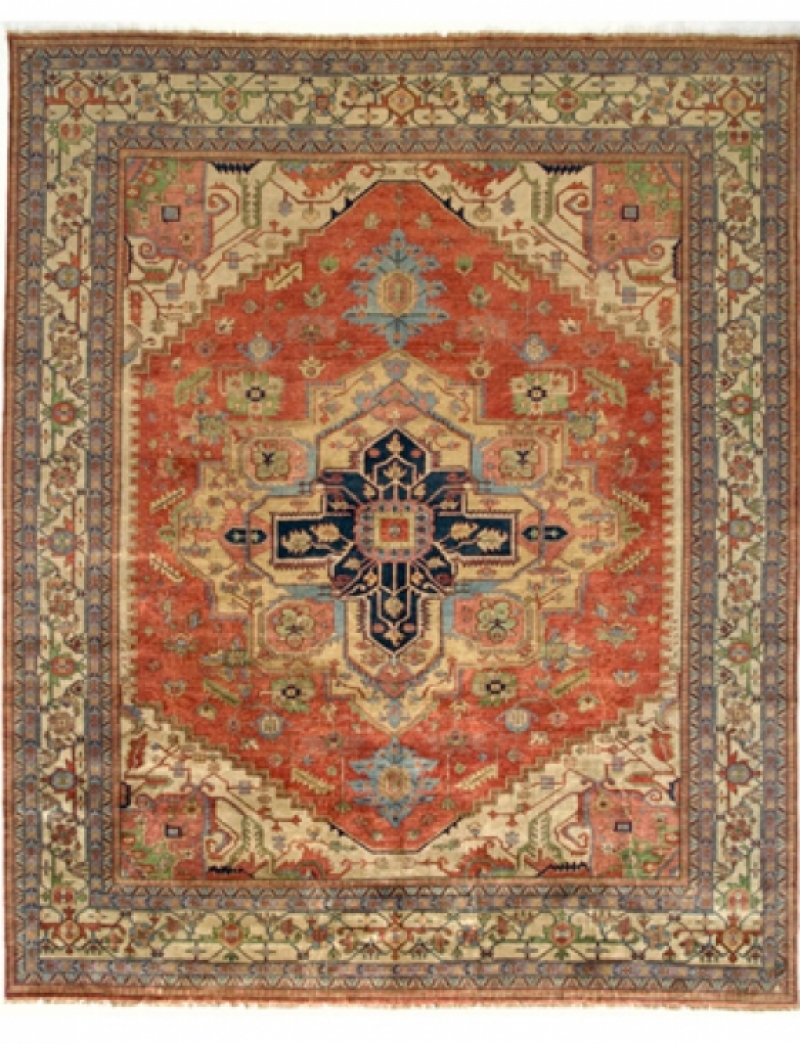 rst-nvy 4 ft. 1 in. x 6 ft. 2 in. Serapi Collection Hand-Knotted Wool Area Rug