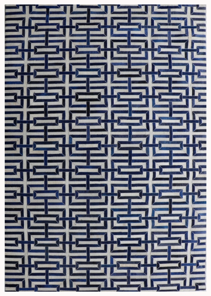 7 ft. 9 in. x 9 ft. 9 in. Cowhide & Hand-Loomed Sari Silk Area Rug