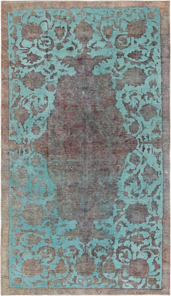 Pasargad Home 52123 Vintage Lahore Collection Green Lamb's Wool Area Rug- 4 ft.11 in.  X 8 ft. 9 in.
