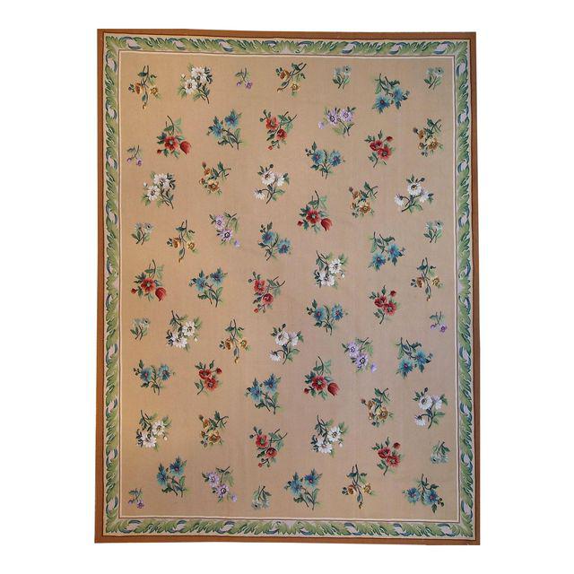9 ft. 4 in. x 12 ft. 4 in. Aubusson Hand-Woven New Zealand Wool Area Rug