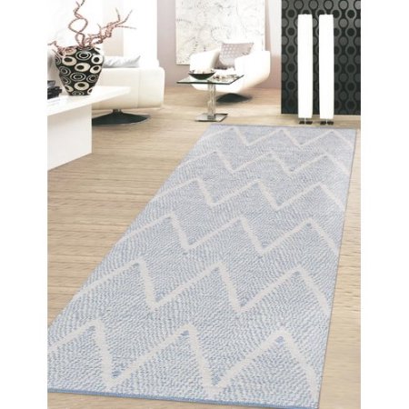 5 x 8 ft. Simplicity Collection Aqua Hand - Woven Cotton Area Rug, Ivory